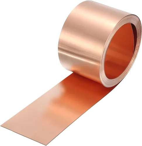 Miniatura 27 de uxcell Rollo de chapa de cobre para tapajuntas 3500 mm x 100 mm x 0,02 mm, tira de cobre puro al 99,9% de 101,6 mm x 3,5 m, placa de hoja de metal