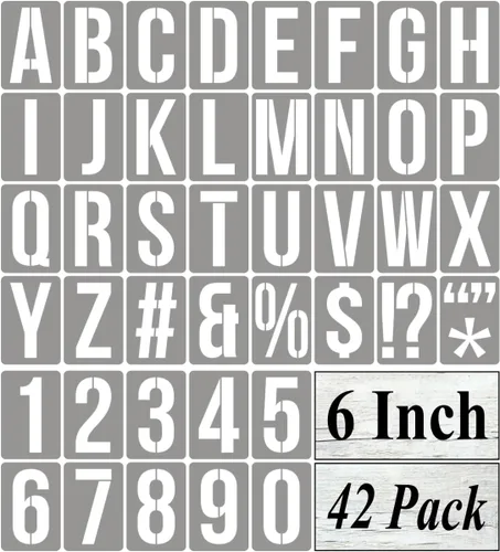 Miniatura 20 de Plantillas de letras del alfabeto de 12 pulgadas para pintar, paquete de 42 plantillas de letras y números con letreros para pintar sobre madera