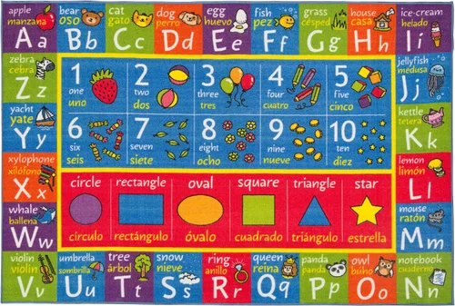 Miniatura 18 de KC CUBS, tapete para piso, área de aprendizaje educativo, juegos, ABC, alfabeto, animales, para niños y la recámara y sala de juegos de niños.