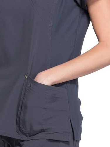 Miniatura 3 de Cherokee Women Mock Wrap Contemporary Fit Scrubs Top with Stretchy Knit Panel CK680