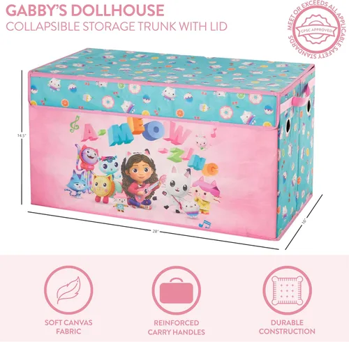 Miniatura 2 de Idea Nuova Gabbys Dollhouse - Baúl plegable de almacenamiento para niños, duradero con tapa suave, 28.5 x 14.5 x 16 pulgadas Casa de muñecas Gabbys