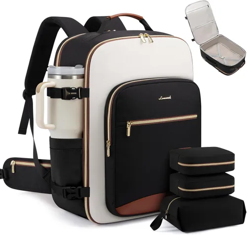 Miniatura 23 de LOVEVOOK Mochila de Viaje Grande para Mujeres Equipaje de Mano Mochila Bolsas de Artículos Personales Esenciales, Caqui-beige, Mochilas de viaje