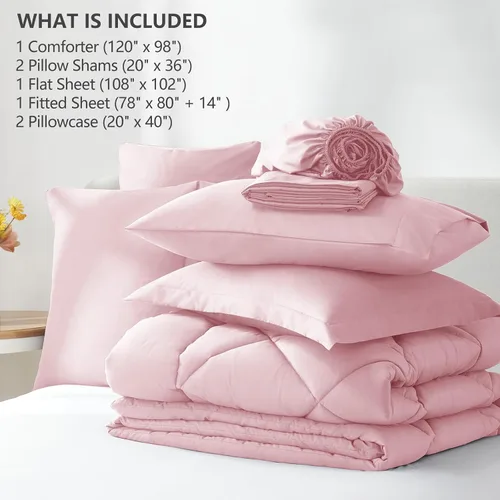 Miniatura 196 de CozyLux Juego de edredón tamaño King, color naranja quemado, toda la ropa de cama en una sola bolsa, 7 piezas: edredón, fundas de almohada