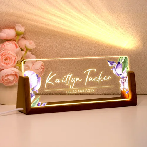 Miniatura 15 de Placa de nombre de escritorio personalizada, placa de identificación personalizada con luz de oficina para escritorios, decoraciones de escritorio