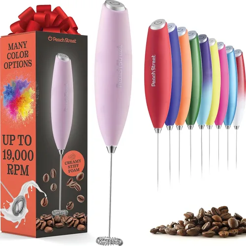 Miniatura 21 de Potente espumador de leche de mano, mini espumador de leche, funciona con pilas (no incluida), mezclador de bebidas de acero inoxidable para café