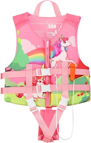 Miniatura 8 de PAETAE Chaleco de natación de neopreno para niños, chaqueta de natación para niños pequeños, flotadores, ayuda a la natación para niños y niñas de 1