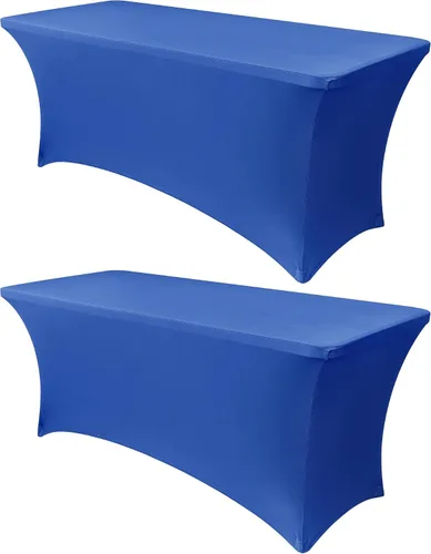 Miniatura 23 de Obstal Funda de mesa de elastano elástica de 4 pies para mesas plegables estándar, paquete de 2 manteles rectangulares universales ajustables