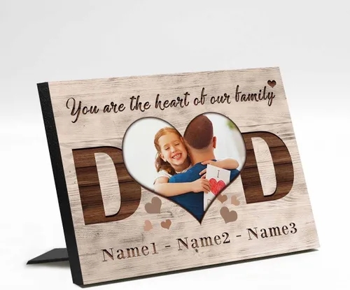 Miniatura 25 de InterestPrint Panel de fotos personalizado para papá y nombre para exhibición de mesa Daddy to Us You're the World, marco de fotos personalizado