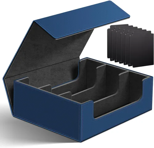 Miniatura 8 de Caja de cubierta de cartas Homthy para cartas coleccionables, caja de almacenamiento de cartas Commander de cuero con cierre magnético que contiene
