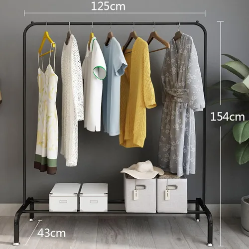 Miniatura 2 de Perchero de ropa de tubería industrial con ruedas con frenos, resistente soporte de metal resistente para ropa (A)