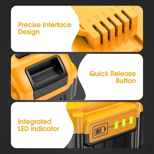 Miniatura 4 de Paquete de 2 baterías de repuesto de 20 V máx. 6.0 mAh para DE-Walt, DCB200 DCB201 batería de repuesto con estación de cargador de batería DCB201