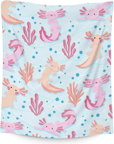 Miniatura 25 de Axolotl - Manta de regalo de 40 x 50 pulgadas para niñas, manta suave y mullida azul para cama, sofá y sala de estar Axolotl1-1