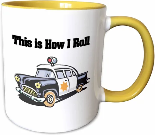 Miniatura 13 de 3dRose This Is How I Roll Police Cop Car 15oz Two-Tone Black Mug