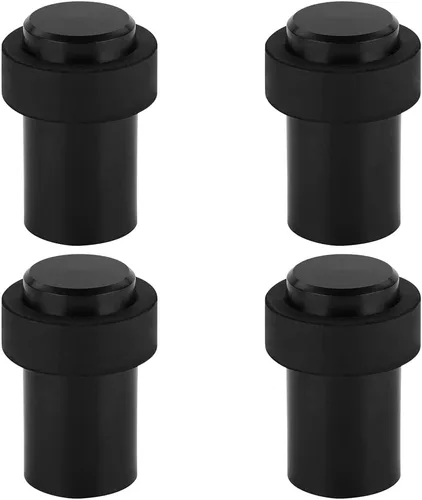 Miniatura 6 de Tope cilíndrico para puerta de montaje en suelo o pared, 1.8 pulgadas de altura, tope de puerta de acero inoxidable, goma negra, paquete de 4 Negro