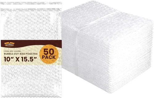 Miniatura 7 de The Boxery 3x5" Clear Self-Sealing Bubble Out Bag Pouches -50 Pack- Bubble Cushion Wrap Bags for Packing, Storage, Moving, and Shipping fragile items