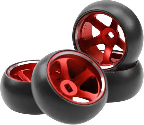 Miniatura 4 de Paquete de 4 neumáticos de plástico para automóvil de 0.98 x 0.59 pulgadas 1/28 pulgadas con llantas de metal compatibles con Wltoys K969 K989 P929