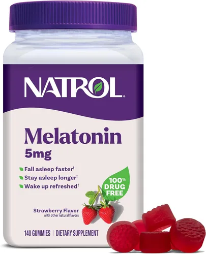 Miniatura 10 de Natrol Melatonina 5 mg, suplemento dietético para un sueño reparador, 60 gomitas con sabor a fresa, suministro para 60 días