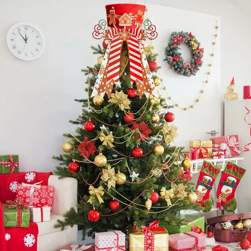 Miniatura 2 de CiyvoLyeen Adorno de Árbol de Navidad de Pan de Jengibre, Sombrero Rojo Superior con Galletas de Casa de Pan de Jengibre de Bastón de Caramelo, Pan