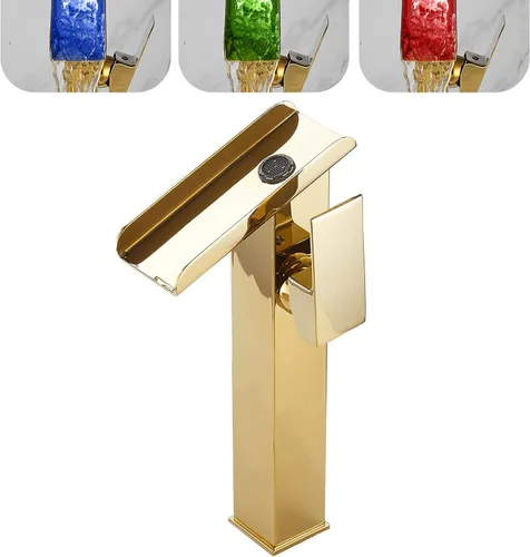 Miniatura 11 de Grifo de lavabo de baño dorado de una sola manija de 1 o 3 agujeros de 4 pulgadas, cascada de 4 pulgadas, grifo de baño moderno de latón para lavabo