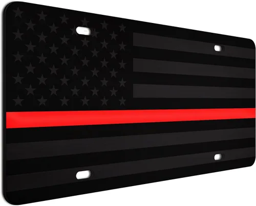 Miniatura 13 de JASS GRAPHIX Placa de matrícula personalizada con la bandera estadounidense de línea amarilla, homenaje personalizado a despachadores y operadores