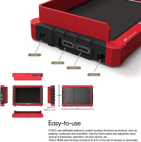 Miniatura 6 de LILLIPUT A7S 7 "1920x1200 IPS Cámara Pantalla Monitor de Campo 4K HDMI Entrada Salida Video para DSLR Cámara Sin Espejo Sony A7S II A6500 Panasonic