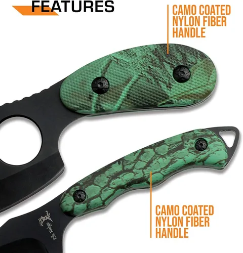 Miniatura 6 de Elk Ridge set de 2 cuchillos de caza con borde recto 17.8 cm Camuflaje
