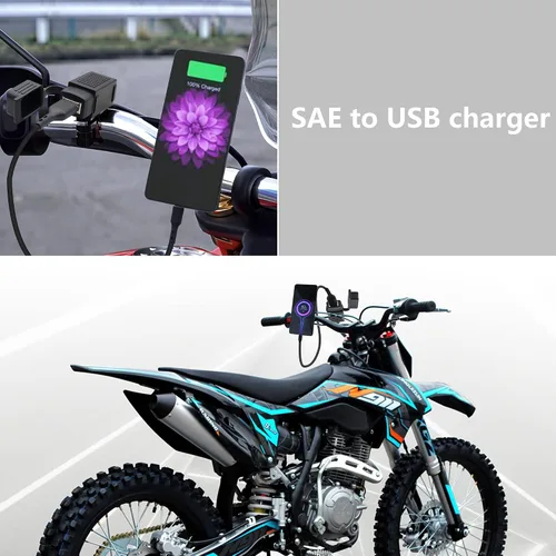 Miniatura 3 de GELRHONR SAE - Cable de conexión rápida a USB para motocicleta, puerto USB de 5 V 2.1 A, enchufe de alimentación con cubierta impermeable