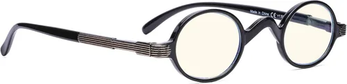 BLUELESS Vintage Round Blue Light Blocker Filter Gafas Lente Pequeña (Negro)