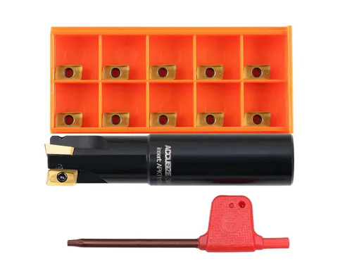 Miniatura 25 de Accusize Industrial Tools Molino de extremo indexable de hombro cuadrado de 90 grados de 1/2 '' con insertos de carburo Apkt11T3, 0056-0913