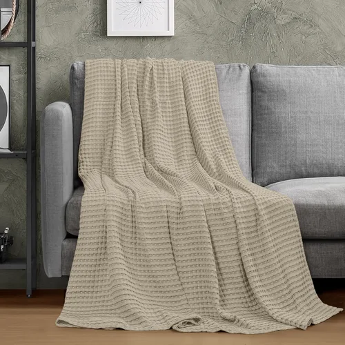 Miniatura 31 de Utopia Bedding Manta de punto gofre de 100 % algodón, tamaño grande para cama, ligera, transpirable, suave y acogedora, regalos para mujeres Blanco