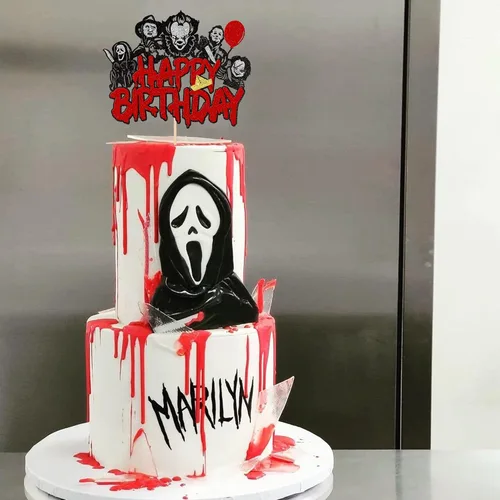 Miniatura 4 de 1 decoración de pastel de terror de Halloween con purpurina para decoración de pastel temática de terror para decoración de pasteles de terror