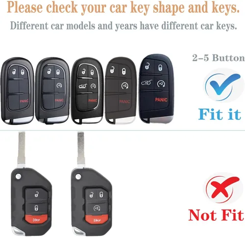Miniatura 2 de Kirsnda Funda para llavero Jeep, con llavero compatible con Grand Cherokee Renegade Chrysler 200 300 Dodge Durango Challenger Journey Dart Fiat Azul