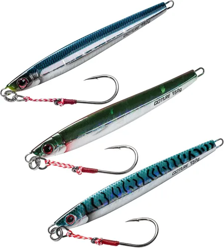 Miniatura 21 de Goture Fishing Jigs Saltwater 60g-200g with Assist Hook, Glow Vertical Jigs, Speed Fast Lead Jig Sea Fishing Jigging Spoon Lures for Tuna, Salmon