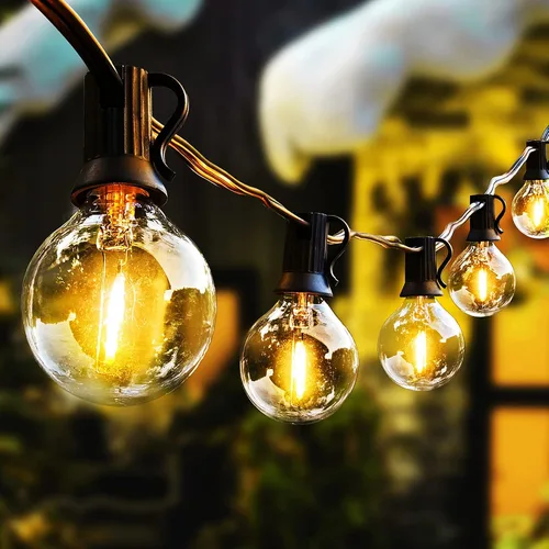 Miniatura 8 de ST38 - Tira de luces para exteriores, 50 pies, resistente para patio, con 26 bombillas LED regulables de plástico inastillables, ST38 de 0.6 W