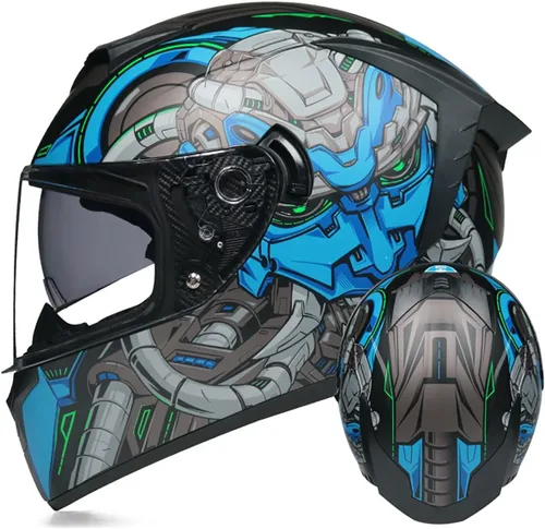Miniatura 8 de Cascos de motocicleta de cara completa, casco de motocicleta aprobado por ECE/DOT con viseras dobles, casco de motocicleta de cara completa para J