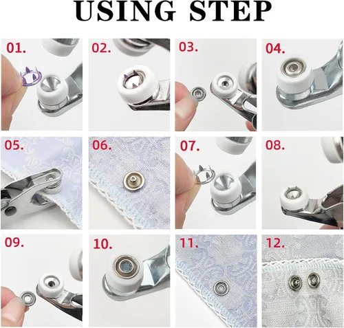 Miniatura 2 de GTAAOY 800 piezas de botones de broches de metal con herramienta de alicates de presión, kit perfecto para manualidades DIY, ropa, sombreros
