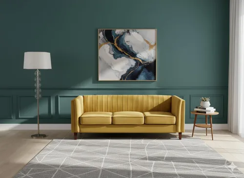 Miniatura 33 de Container Furniture Direct Sofá moderno de terciopelo de lujo para sala de estar con espuma de alta densidad, tapicería de tela suave, cojines