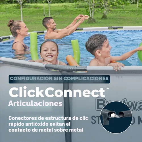 Miniatura 5 de Bestway Steel Pro MAX - Juego de piscina para exteriores con estructura de metal redonda de 14 pies x 48 pulgadas con bomba de filtro de 1,000