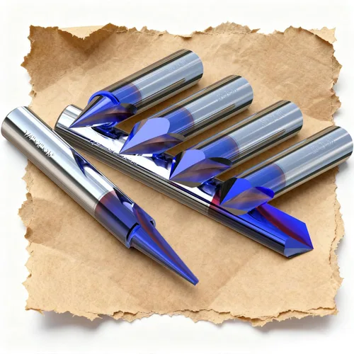 Miniatura 2 de Juego de brocas de grabado CNC para tallado de madera, vástago de 1/4 de pulgada, 15°, 20°, 60°, 90°, brocas de grabado con revestimiento nano azul