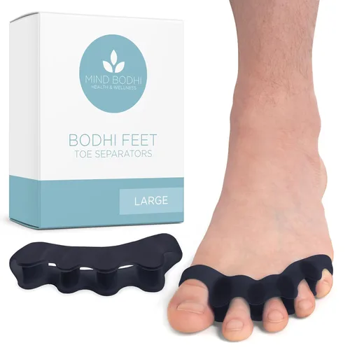 Mind Bodhi Separadores de dedos de los pies/Espaciadores de dedos de los pies - Para hombres y mujeres - Tamaño grande - Negro