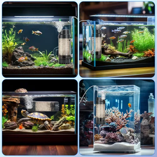 Miniatura 5 de AQQA Filtro de lecho móvil fluidizado con esponja, bio filtro sumergible para acuario con piedra de aire para camarones y tanques de reproducción