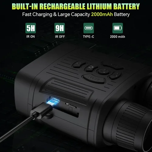Miniatura 7 de Gafas de visión nocturna, prismáticos de visión nocturna 4K para adultos, zoom digital recargable infrarrojo digital 10X con pantalla grande de 3