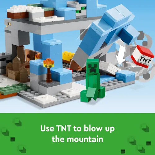 Miniatura 3 de LEGO Minecraft The Frozen Peaks 21243, Set de Montaña Cueva con Steve, Creeper, Figuras de Cabra y Accesorios, Juguete de Bioma Helado para Niños