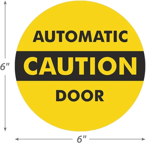 Miniatura 6 de SmartSign, calcomanía para vidrio de doble cara con leyenda "Caution: Automatic Door 2-Sided Message", círculo de 6 pulgadas de diámetro