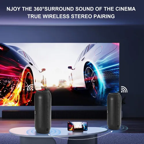 Miniatura 6 de Altavoces Bluetooth inalámbricos con sonido estéreo fuerte de 20 W, emparejamiento TWS para exteriores, altavoces de ducha impermeables IPX6, tiempo