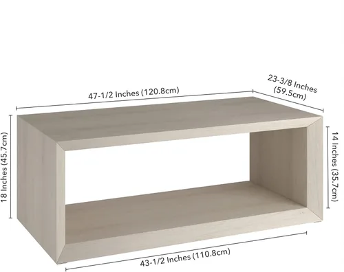 Miniatura 3 de Henn&Hart Mesa auxiliar rectangular de madera de 48 pulgadas con estante de almacenamiento abierto para sala de estar, sala familiar u oficina