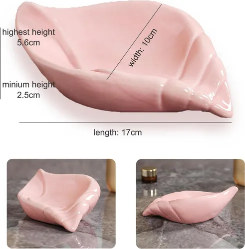 Miniatura 6 de Sea-Shell - Jabonera de cerámica con autodrenante, bandeja de jabón para fregadero, baño, ducha, soporte pequeño y elegante con esmalte, fácil