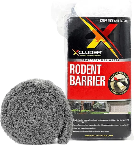 Xcluder rollo de tela de protección contra roedores, 4” x 10’ de lana de acero inoxidable, protege contra ratas y ratones para propiedades