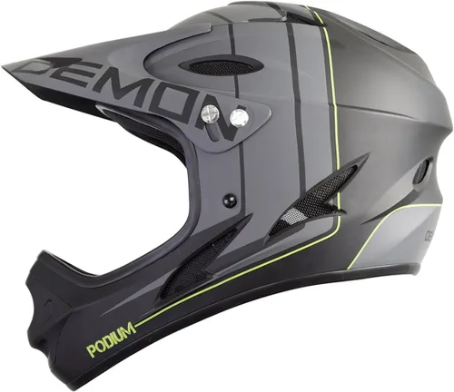 DEMON UNITED Podium Casco integral para bicicleta - 13 rejillas de ventilación - Ligero - Transpirable Negro/Gris