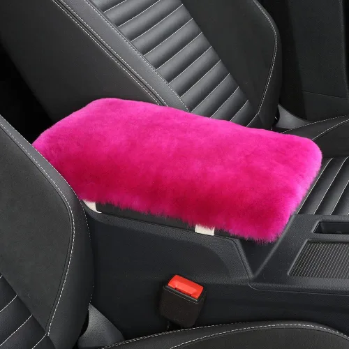 Miniatura 23 de IRIWOOL - Funda de reposabrazos de piel de oveja, cubierta de reposabrazos de auto, cojín suave de consola para coche, cubierta de consola central
